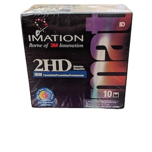 Imation 2HD Disketten Box mit 10 Disketten, die 1,44 MB MB formatiert wurden