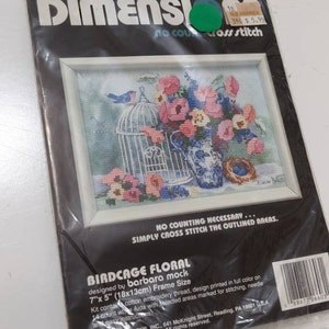 Janlynn Charmin Ribbon Basket Pillow Kit #07-22 Ribbonstitching Panier Ruban 14x14 Vintage Made In USA FREE Shipping