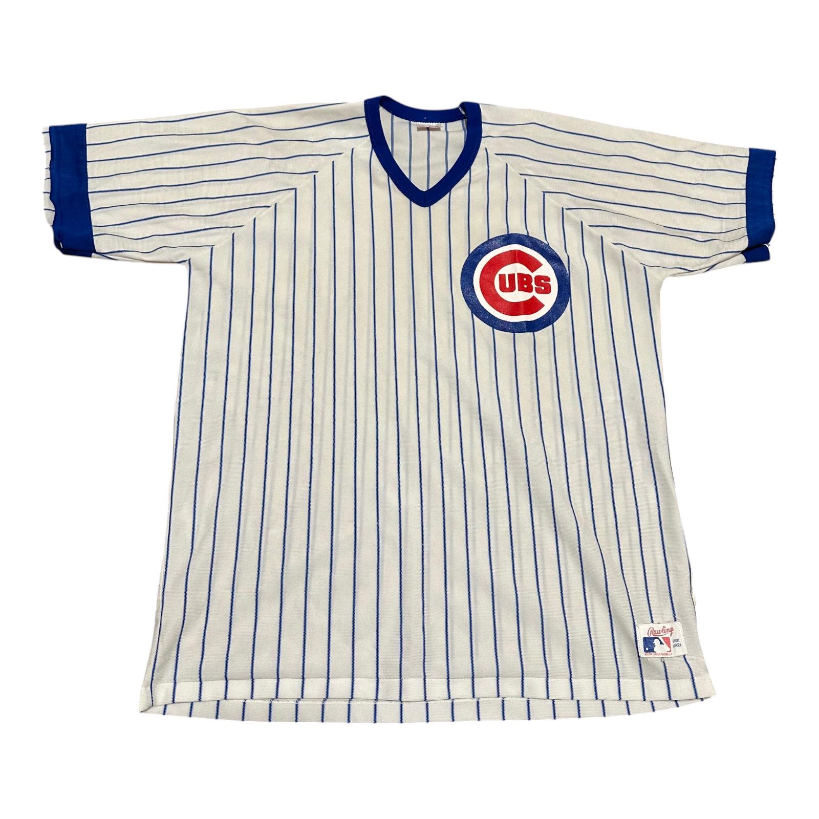 Vintage 80s Chicago Cubs Jersey XL Rawlings Pinstripe Baseball Shirt MLB