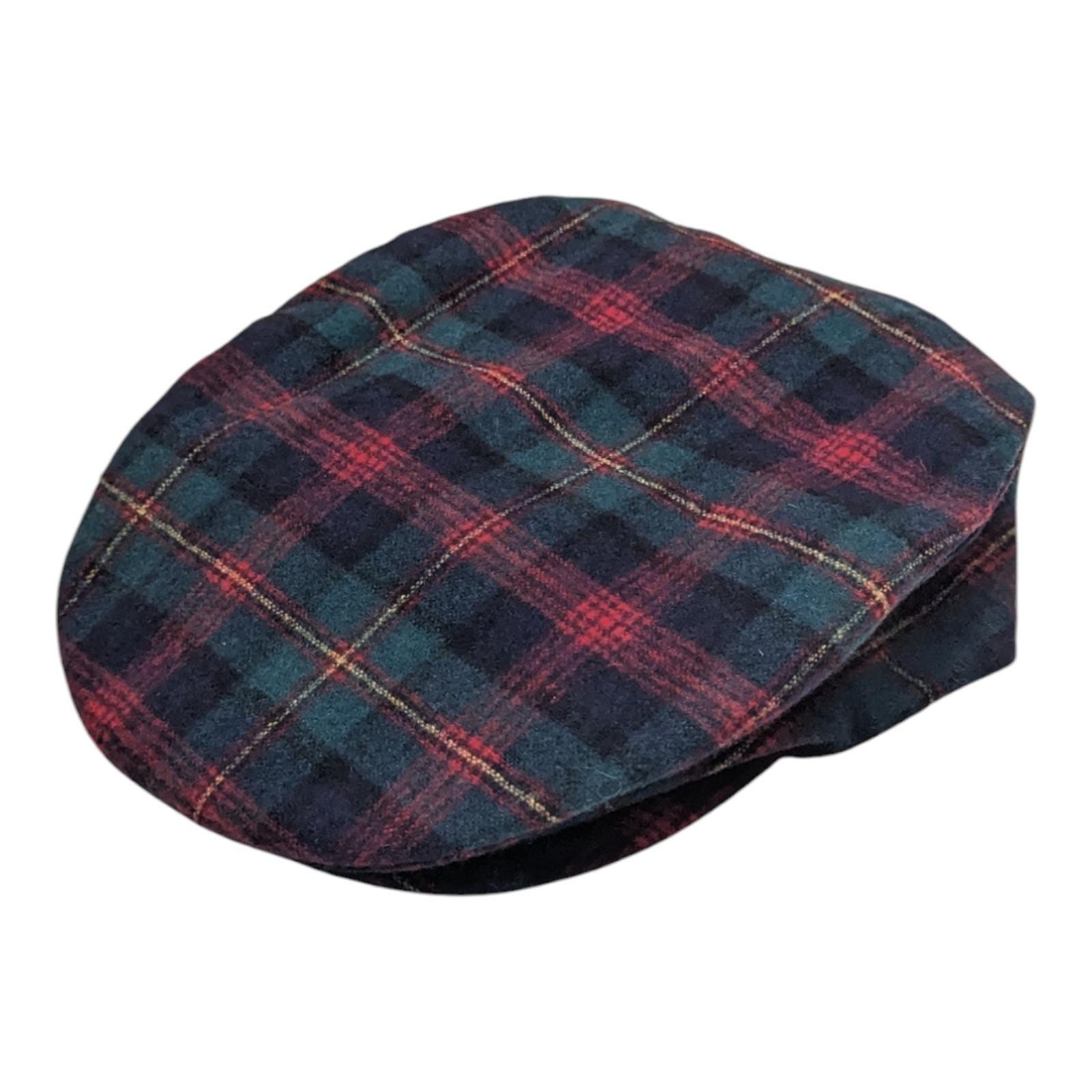Vintage Pendleton wool matching newsboy cap and scarf, Small, teal, white, red Pendleton Wool Men main image 3