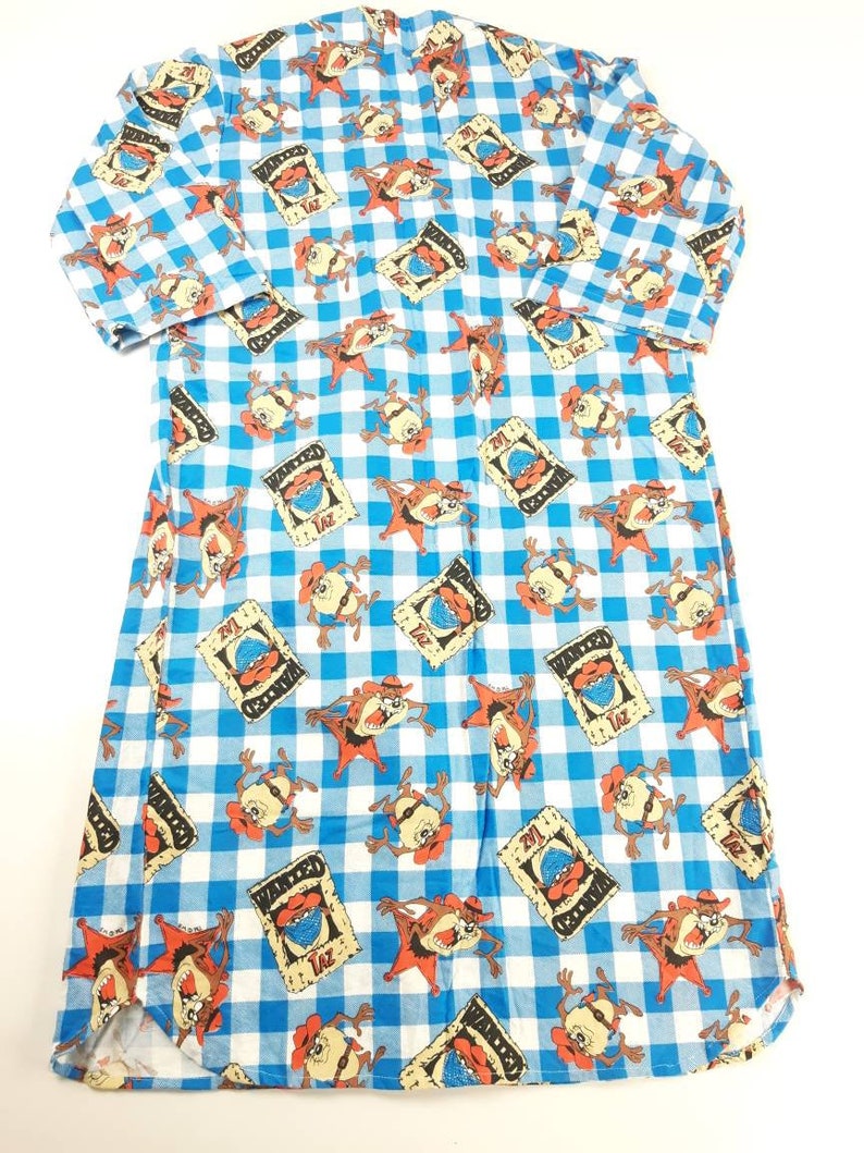 Tazmanian Devil All Over Print Mens Large Night Gown Robe Sleep Wear Vintage 90s Warner Brother FREE Shipping
