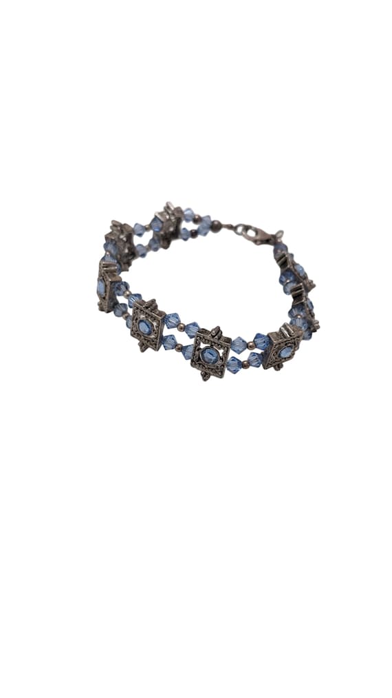 925 Blue Crystal Chain Link Bracelet Beautiful Pre