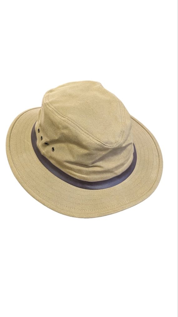 Vtg CC Filson Tin Cloth Packer Hat Waxed Cotton Canvas Hunt/Fish