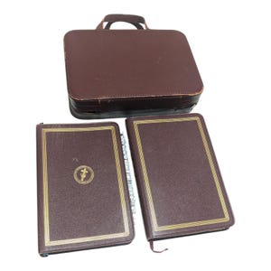 Vintage Bible Set New And Old Testament Leather Cover Science Health Authorized