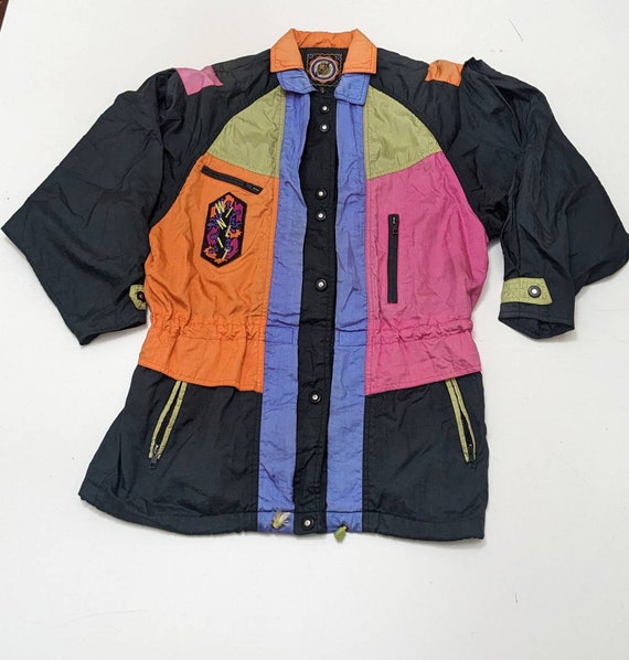 Winlit Vintage 80s 90s Multicolored Mesh Lined Sm… - image 1