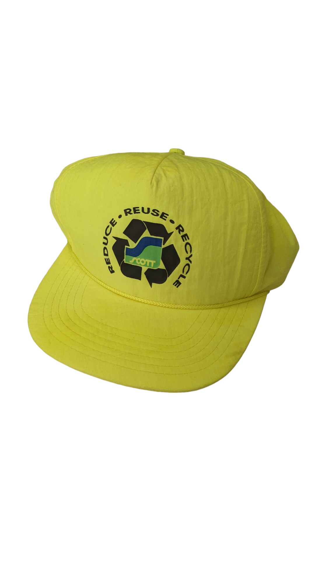 Vintage Reduce Reuse Recycle Neon Yellow Adjustable Snapback Hat ...