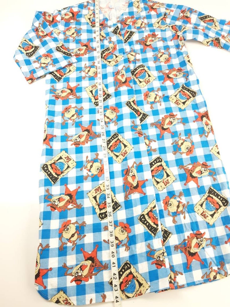 Tazmanian Devil All Over Print Mens Large Night Gown Robe Sleep Wear Vintage 90s Warner Brother FREE Shipping