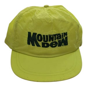 Vintage Mountain Dew Nylon Florescent Snapback Hat Baseball Cap Neon