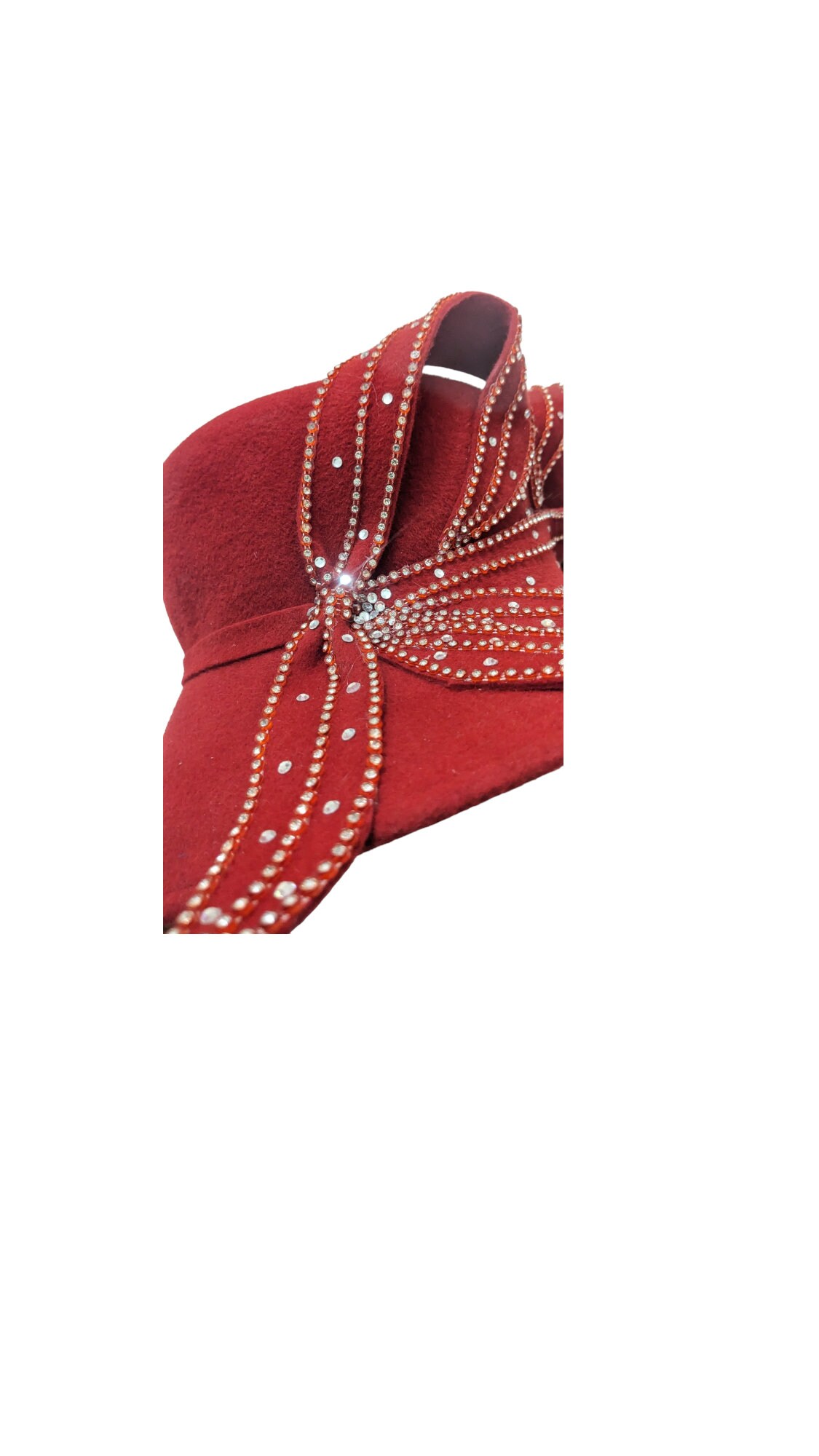 George Zamau\'l Couture Ladies Cartwheel Red Felt‎ Hat Rhinestones 57cm George Zamau main image 4