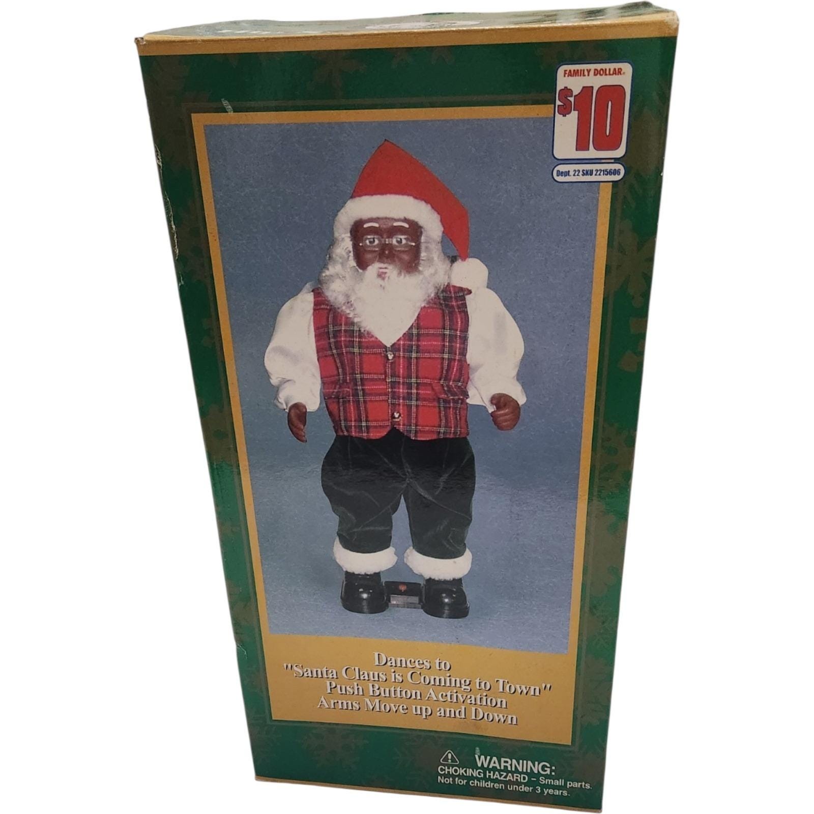 Gemmy Hip Swinging Santa Animated Black Santa Claus Musical Plaid
