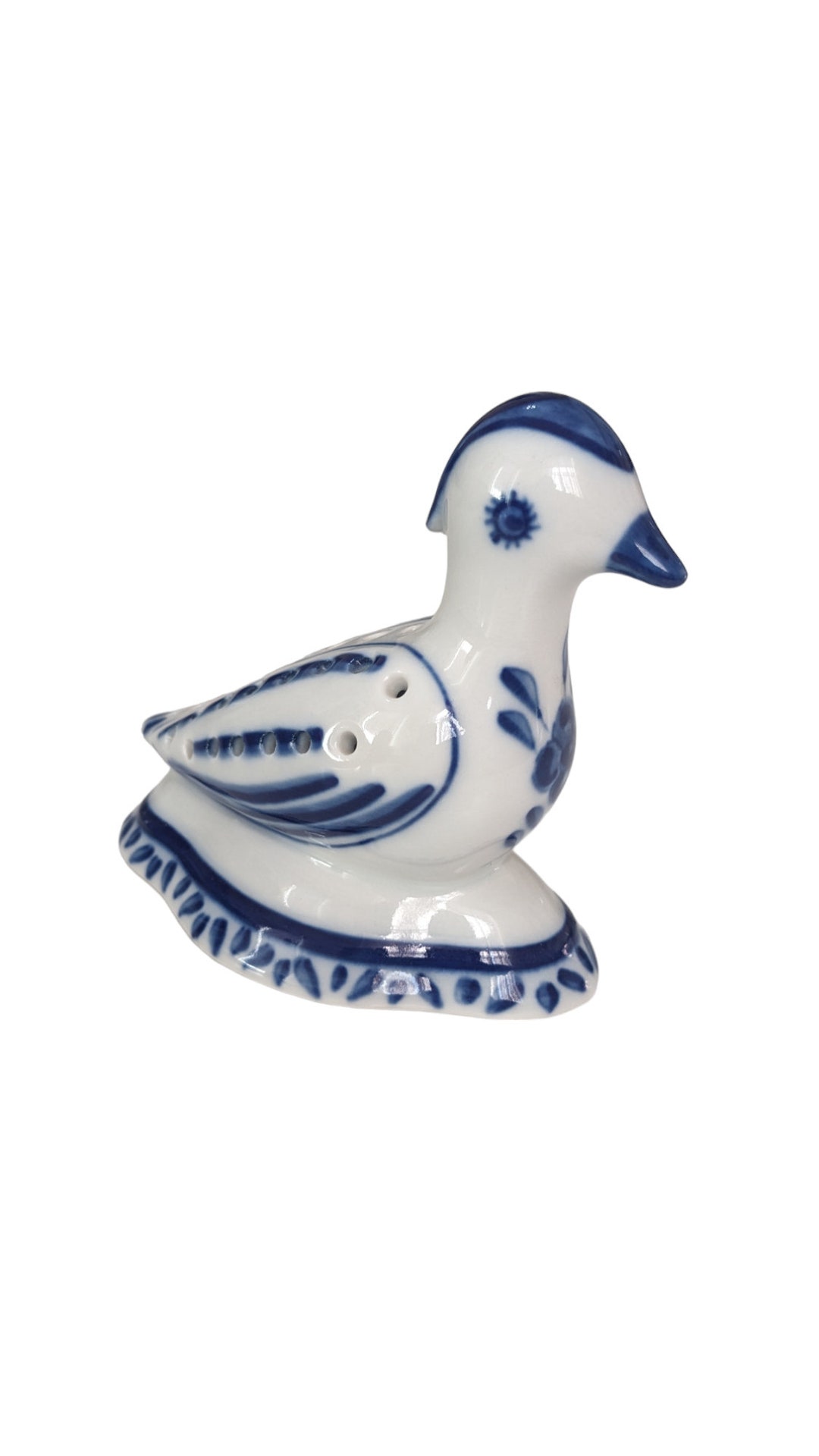 Vintage Ceramic Potuguese Bird Figurine Pierced Back Blue