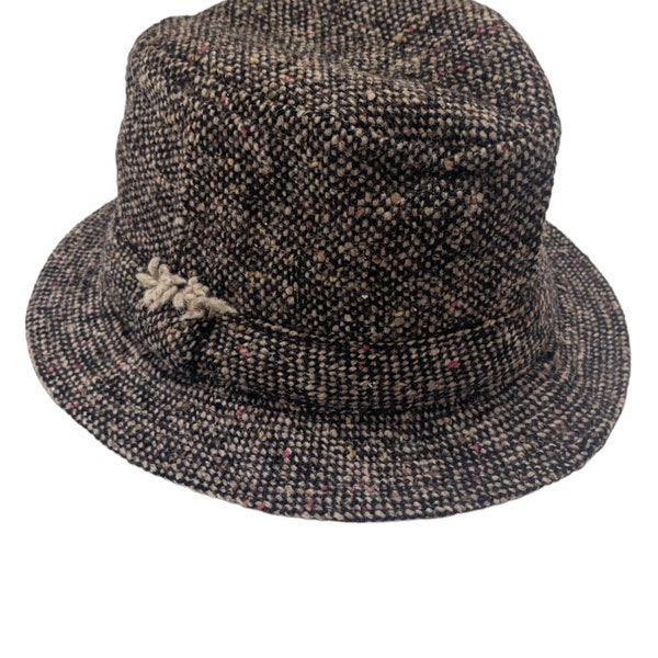 Vintage Tweed Bucket Hat David Hanna & Son Ireland Wool L.L.Bean Size 7 1/8