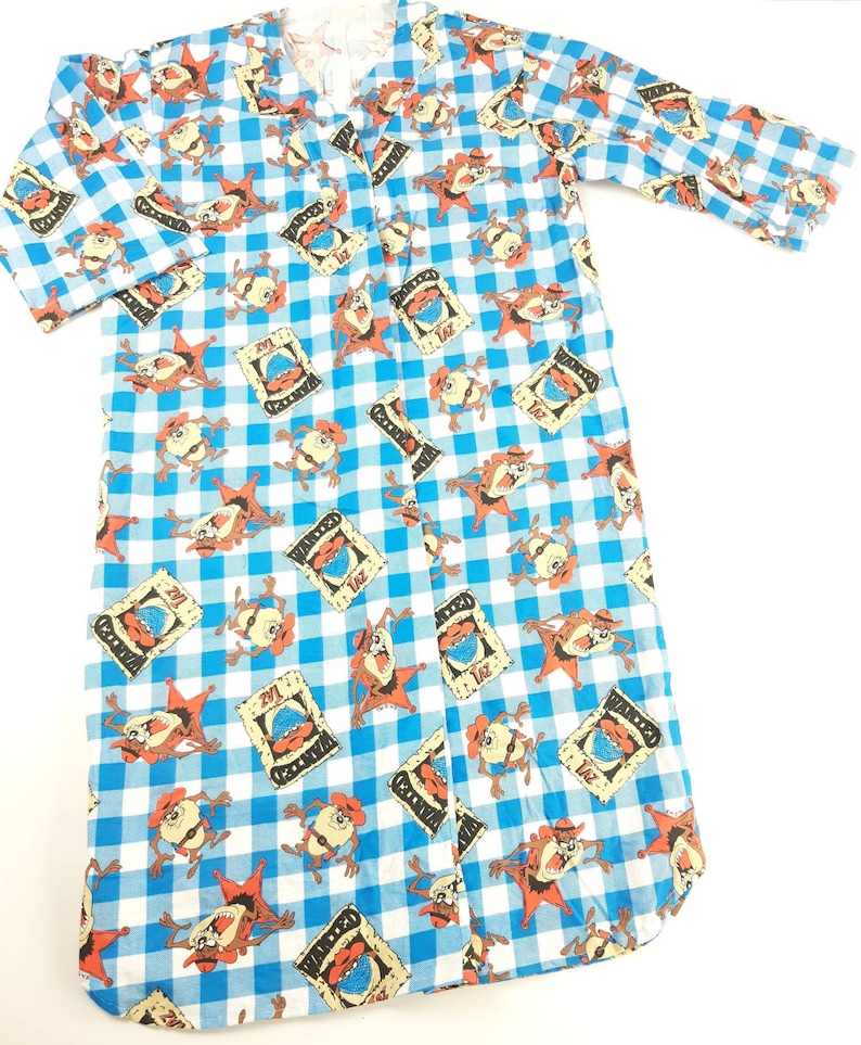 Tazmanian Devil All Over Print Mens Large Night Gown Robe Sleep Wear Vintage 90s Warner Brother FREE Shipping