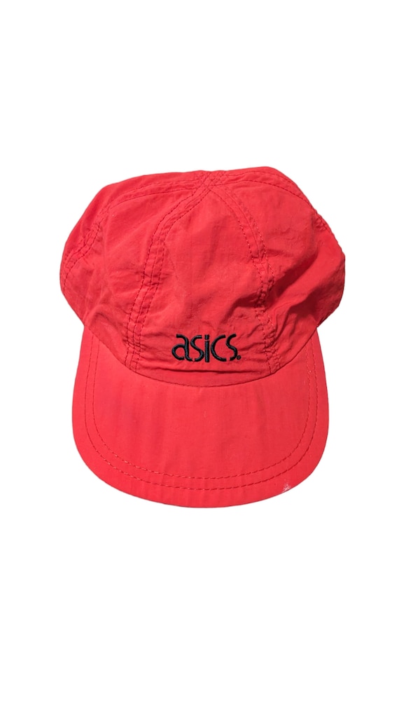 Asics Red Nylon Adjustable Strapback Hat Made In … - image 1