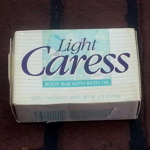 Light Caress 1993 Vintage Lever Bar Soap with Bath Oil, Discontinued 90s Body Bar, Gift Idea, Made in USA, Free Shipping