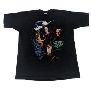 May include: Black t-shirt with a graphic print of a band. The graphic features a group of people with a guitar and the text "Jam of the Year!"