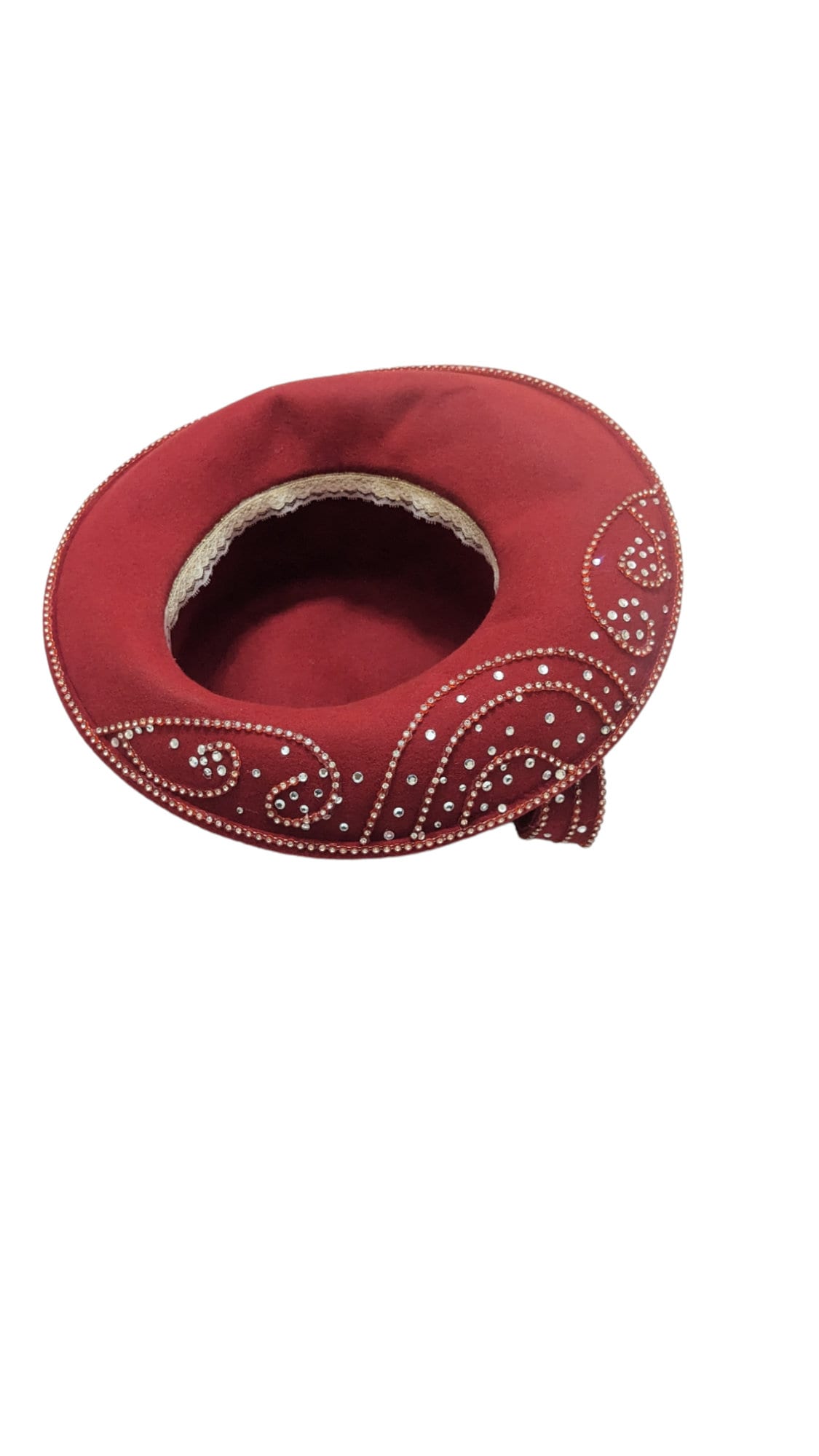 George Zamau\'l Couture Ladies Cartwheel Red Felt‎ Hat Rhinestones 57cm George Zamau main image 3