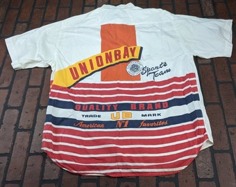 Union Bay Large Short Sleeve Button Front Shirt Vintage 80s 90s FREE Shipping