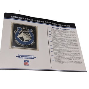 Indianapolis Colts 10th Anniversary Patch Willabee Ward Stat Card Vintage FREE Shipping