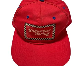 Vintage Budweiser Racing Nascar Snapback Hat | Checkered Flag, Bill Elliott #11, 90s Racing Cap