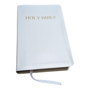 White Leather Holy Bible - NAB | Personalized Gift Bible | Classic Catholic Companion Version | Christmas Baptism Wedding Bible
