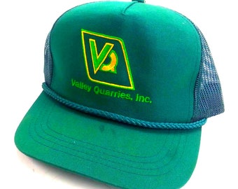 Vintage Valley Quarries Inc. snapback truckerpet, retro groene mesh pet, jaren 90-stijl, verstelbaar, vintage accessoire voor verzamelaars