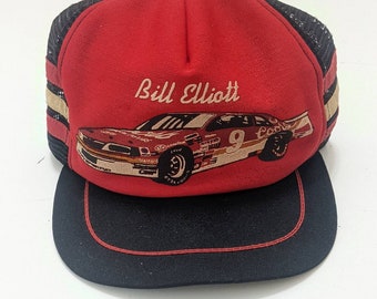 Bill Elliott Coors Racing Adjustable 3 Stripe Mesh Trucker Snapback Hat Baseball Cap Vintage 80s Nascar FREE Shipping