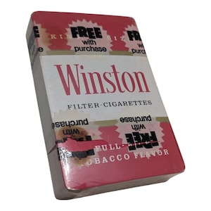 Vintage speelkaarten met verzegeld Winston-filter uit de jaren 60, gratis bij aankoop van sigaretten