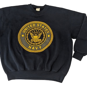 Vintage Soffe US Navy Crew Neck Sweatshirt Size 2XL XXL Navy Blue Made In USA