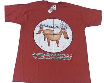 Christmas Funny Graphic T Shirt Large Vintage 90s FREE Shipping