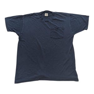 Fruit Of The Loom Golden Blend Vintage Blank Blue Pocket T Shirt Large 42-44