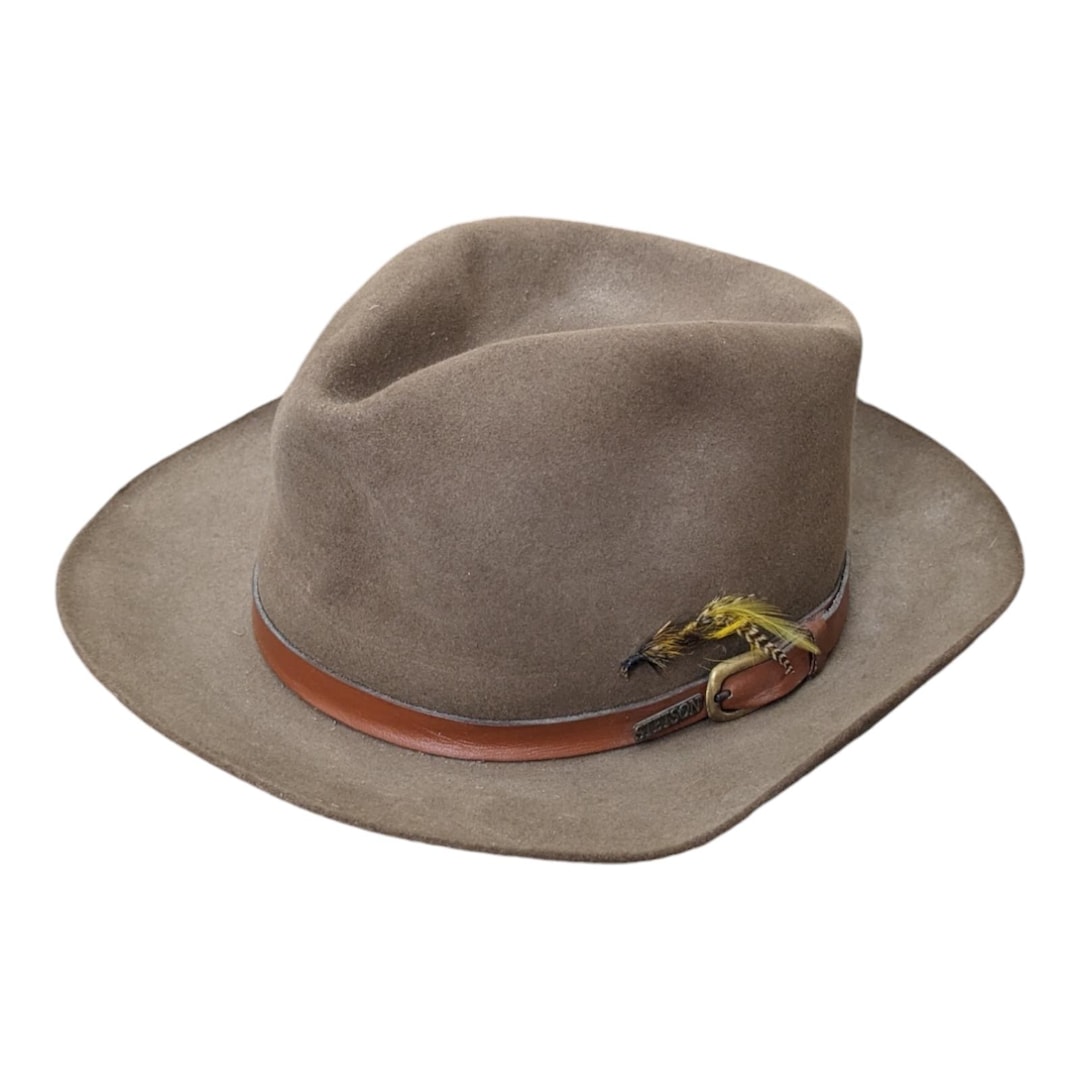 L.L. Bean Stetson Hat Khaki Green Size 7 1/8 641 Moose River Felt ...