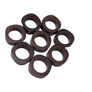 Vintage Bakelite Set Of 8 Napkin Rings MCM Brown Holder