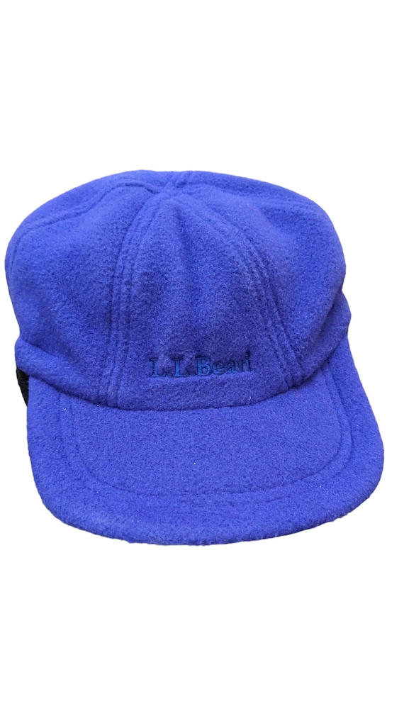 LL Bean Hat Blue Polartec Fleece Trapper Hat Cap S