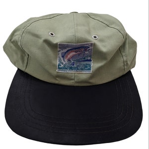 Long Bill Fishing Snapback Hat Adjustable Baseball Cap Vintage 90s
