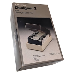Rubbermaid Designer 2 roterende visitekaartjesmap vintage 1983 donkerbruin GRATIS verzending
