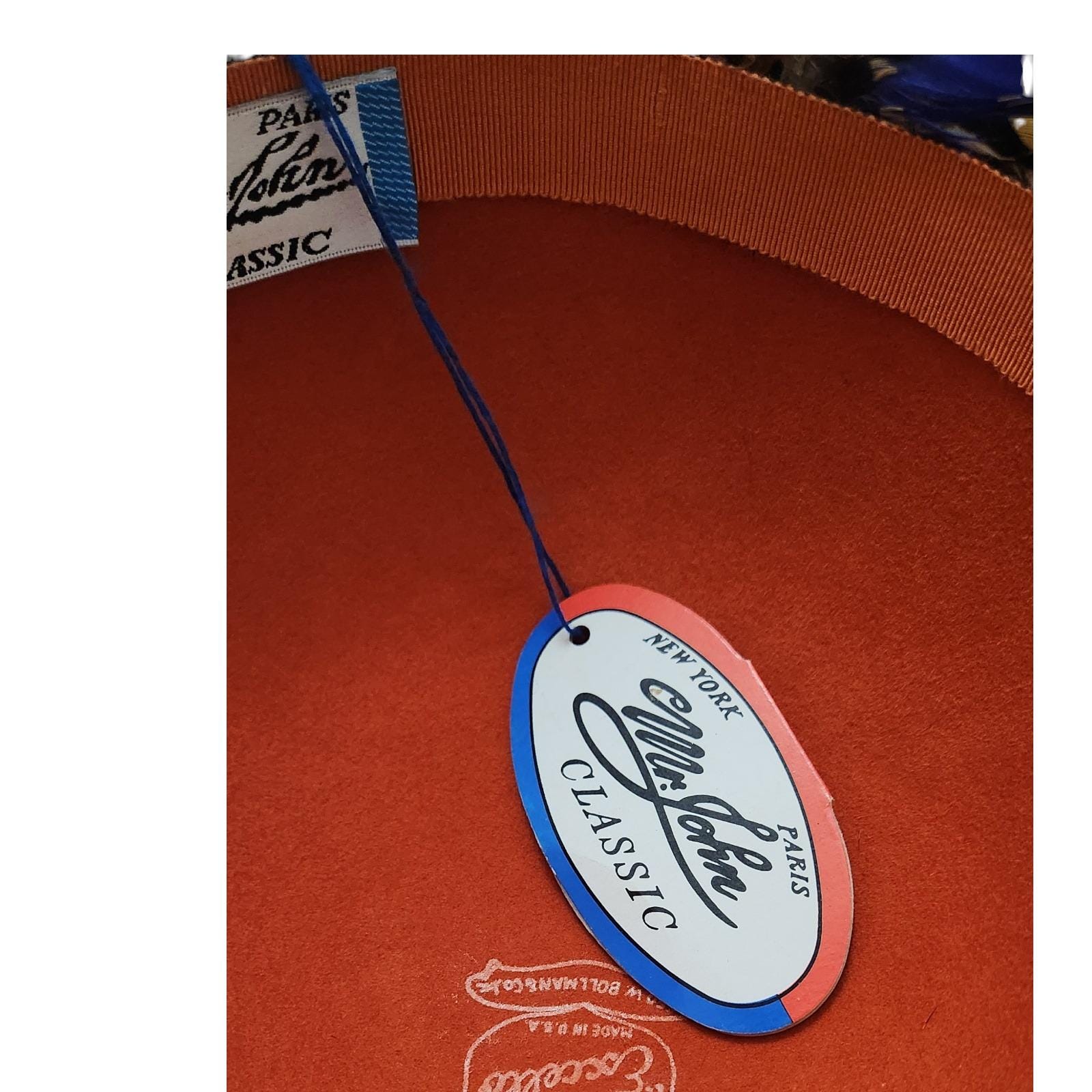 Mr John Classic Vintage Orange Wool Feather Brim Hat Excello 100% Wool‎ USA Made Mr John Classic Vintage Orange Wool Feather Brim Hat Excello  main image 2