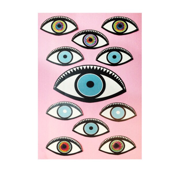 EYES Stickers set , blue eyes , fashion , stickers , grunge ,acid eyes , evil eyes