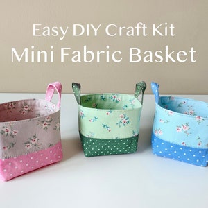 Easy DIY Mini Fabric Basket sewing kit, craft kit, Ready to Sew, Make your own