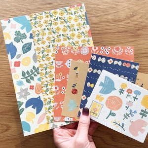Flower & Bird Decoration Paper 6 patterns assorted 20 pieces - FAQD04
