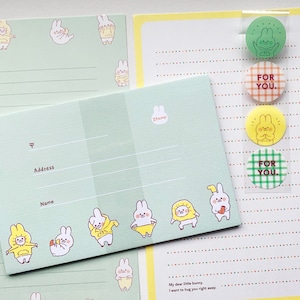 Conjunto de cartas Rabbit Get Dressed 2 moldes 4 folhas 4 envelopes - MW57439
