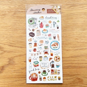 Coffee Drawing Stickers H17.5cm x W9cm - MW81186