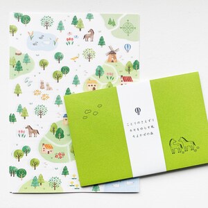 Juego de cartas con temática de bosque primaveral, 8 hojas y 4 sobres - MW57868
