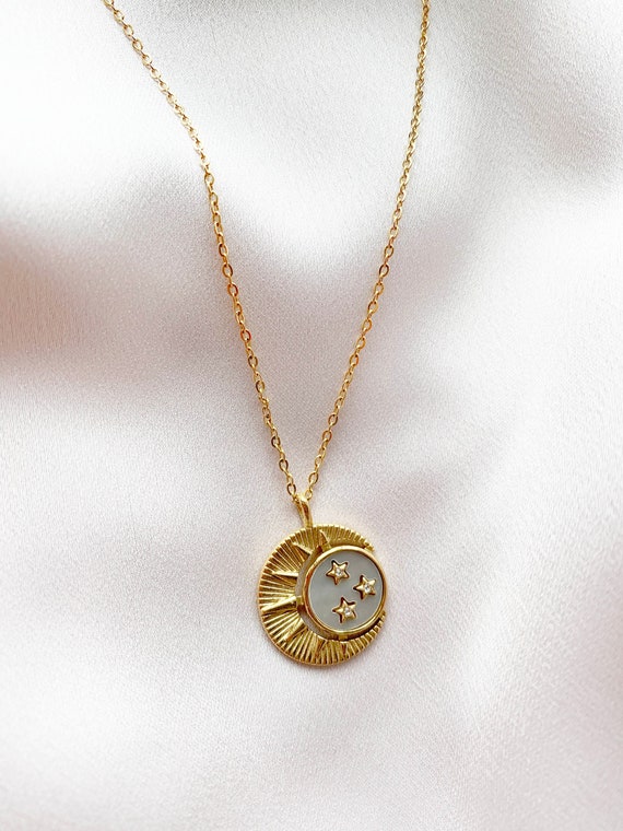 ★PEARLY MORE★ Small Star Daily Necklace 18 inch 14K Rose Gold Pave Diamond Starfish Pendant Necklace