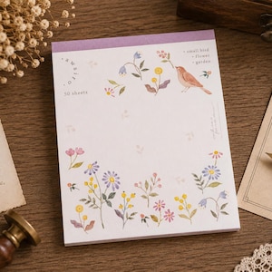Notitieblok met wilde bloemen en vogels, 50 vellen met diverse patronen (2 verschillende patronen) - 1262201