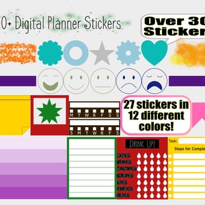 300+ Digital Planner Stickers in 12 Different Colors ~ PDF-annotation apps, iPad, Android, Kindle, Tablet, Xodo, GoodNotes, Notability