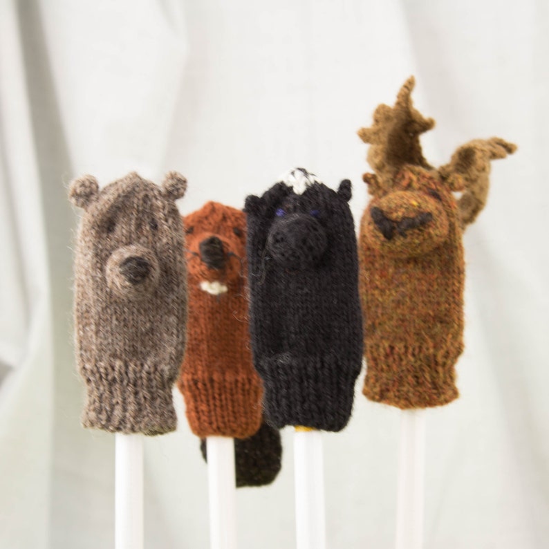 Skunk Knit Wool Finger Puppet