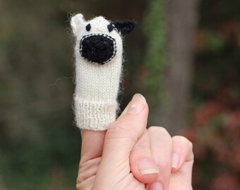 Cow Knit Wool Finger Puppet