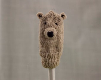 Polar Bear Finger Puppet | Handknit | Wool