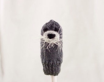 Bearded Seal Finger Puppet | Handknit | Wool